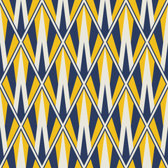 Geometric colorful pattern. Vector abstract colorful yellow-blue geometric diamond shape seamless pattern background. Use for fabric, textile, home interior decoration elements, upholstery, wrapping.
