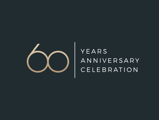 Sixty years celebration event. 60 years anniversary sign. Vector design template.
