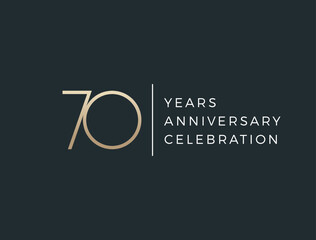 Seventy years celebration event. 70 years anniversary sign. Vector design template.
