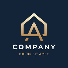 Letter A logo template. House shape logotype. Vector icon.
