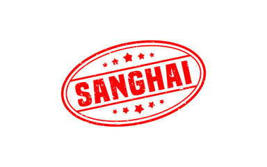 SANGHAI CHINA rubber stamp with grunge style on white background