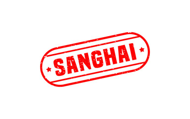 SANGHAI CHINA rubber stamp with grunge style on white background