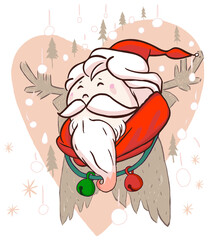 santa face of smile with 25 snowing. it mean to day 25 on december every year is day of family. Png File