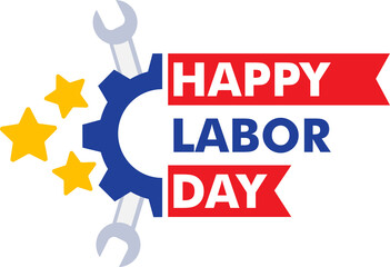 happy labor day badge