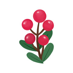 Berry tree Pine watercolor transparent background.