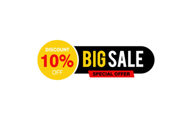 10 Percent discount offer, clearance, promotion banner layout with sticker badge.