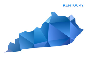 Vector polygonal Kentucky map. Vibrant geometric us state in low poly style. Stylish illustration for your infographics. Technology, internet, network concept.