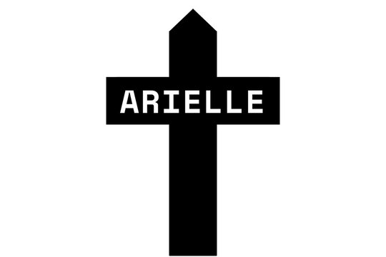 Arielle: Illustration eines schwarzen Kreuzes mit dem Vornamen Arielle