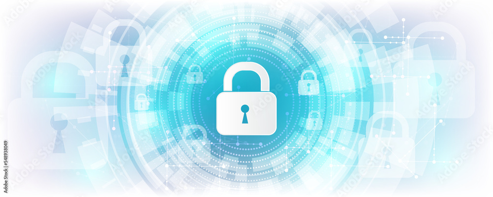 Poster technology background image hi tech data protection concept. internet privacy and security