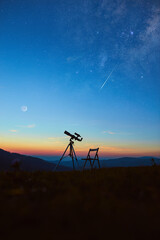 Astronomy telescope for observing night sky, Moon, planets, stars and meteors.