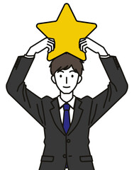 星を持つスーツをきた男性