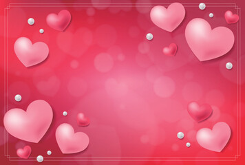  ハートと玉ボケの背景（ピンク系）