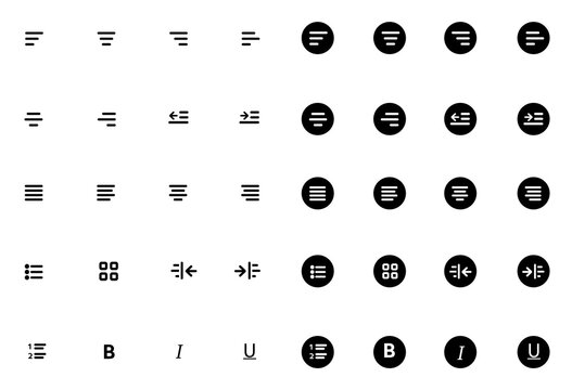 Set of Text Editor Icons. Pack Vector pictogram set. UX infographics, web, apps or business presentation. Sign and symbol collection.
