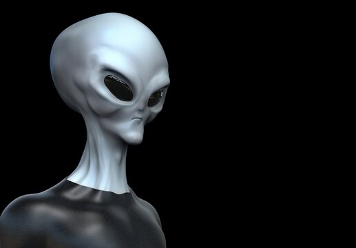 Gray Alien ET extraterrestrial. Extremely detailed and realistic high resolution 3d illustration.