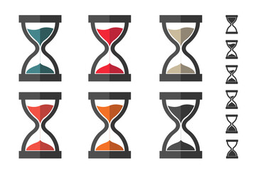 Different Isolated Hourglass, Sandglass Illustration Icons Set