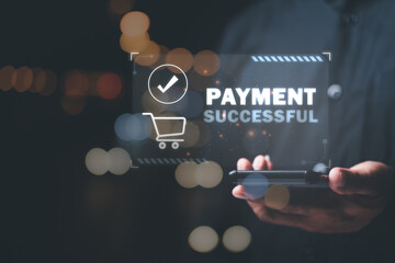 successful payment businessman through smart phones with modern technology,wallet app, banking and online shopping,Wireless financial transactions,Shopping service on The online web,Consumer society