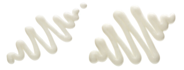 sour cream isolated on white background. Top view. Flat lay
