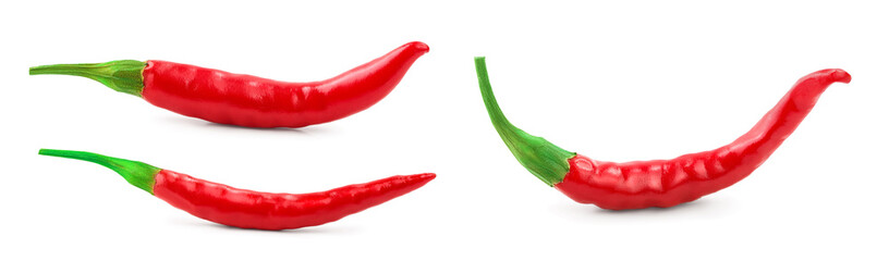 red hot chili peppers isolated on white background
