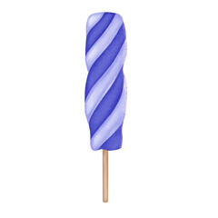 Blue popsicle isolated on transparent background 