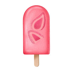 Strawberry ice cream isolated on transparent background 