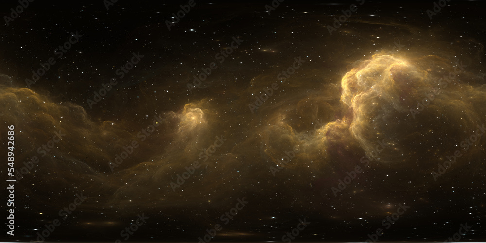 Wall mural 360 degree full sphere panoramic deep outer space background with giant nebula, equirectangular proj