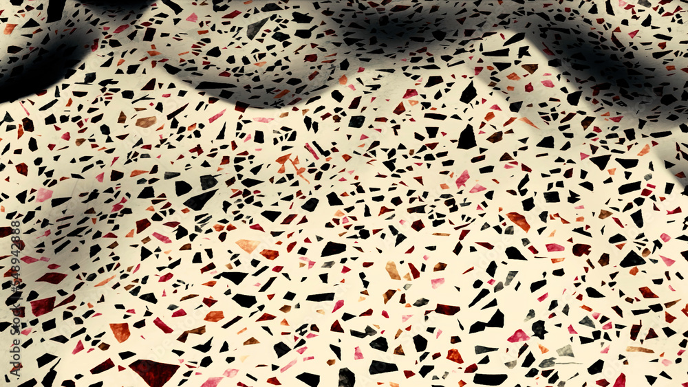 Poster white canvas. motion.a bright pattern of small colored stones on a white bedspread in abstraction.