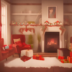 christmas living room, Made by AI, Artificial Intelligence
