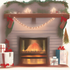 christmas living room, Made by AI, Artificial Intelligence
