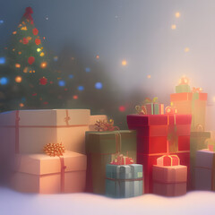 christmas gift boxes, Made by AI, Artificial Intelligence
