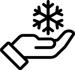 Snowflake in hand linear icon