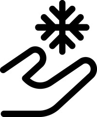 Snowflake in hand linear icon