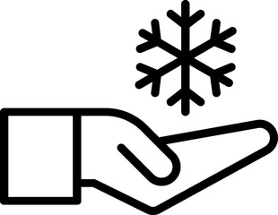 Snowflake in hand linear icon