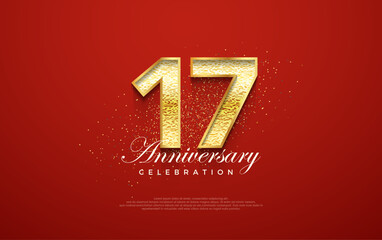 17 th anniversary number, for a birthday celebration. premium vector backgrounds. - obrazy, fototapety, plakaty