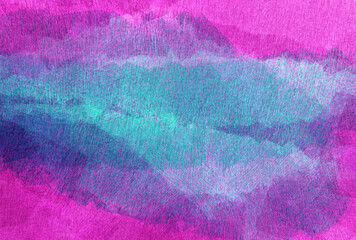 Blue pink watercolor background. Abstract hand paint square stain backdrop.