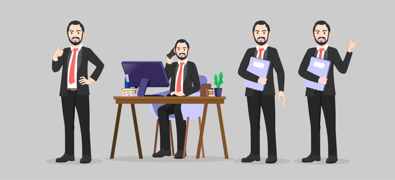 Office Man Worker Character Vector Design Presentation In Various Action