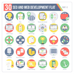 A set of 30 icons for SEO and Website including webpage,WebLink,Responsive web