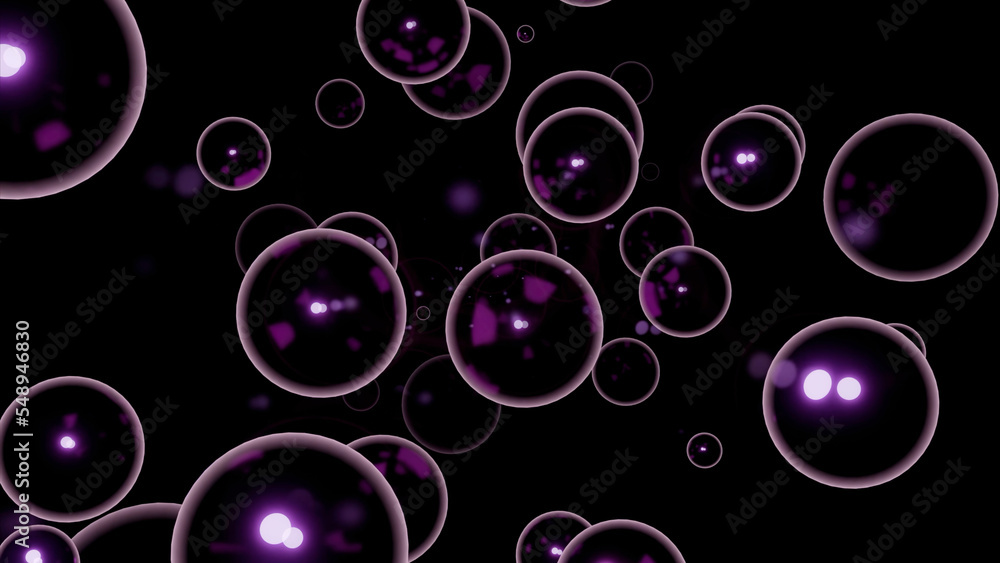 Aufkleber soap bubbles floating on a black background. design. same size spherical silhouettes flying into the