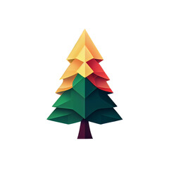 Fototapeta premium Flat Christmas tree cartoon wallpaper. Modern flat design in winter. Minimalist winter wallpapers