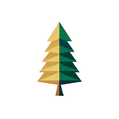 Fototapeta premium Flat Christmas tree cartoon wallpaper. Modern flat design in winter. Minimalist winter wallpapers
