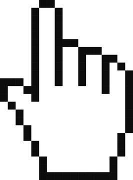 Flat style illustration of pixelated hand pointer icon isolated