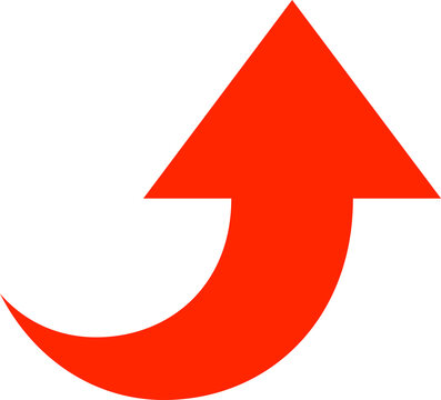 Flat style illustration of going up red arrow icon isolated