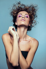 Beauty fashion model girl with bright makeup