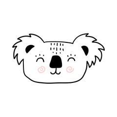 Scandinavian animal face. Nordic cute head. Vector hand drawn face for nurcery print textile