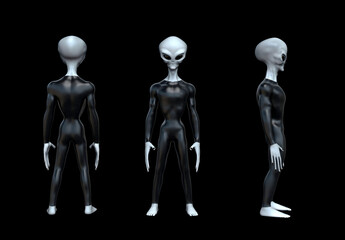 Alien Gray Humanoid ET Extraterrestrial character. Extremely detailed and realistic very high resolution 3d illustration