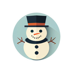 Flat Christmas Snowman cartoon wallpaper. Modern flat design in winter. Minimalist winter wallpapers