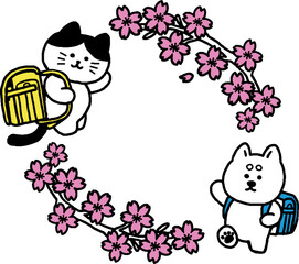 猫と犬の英語節分4月フレーム