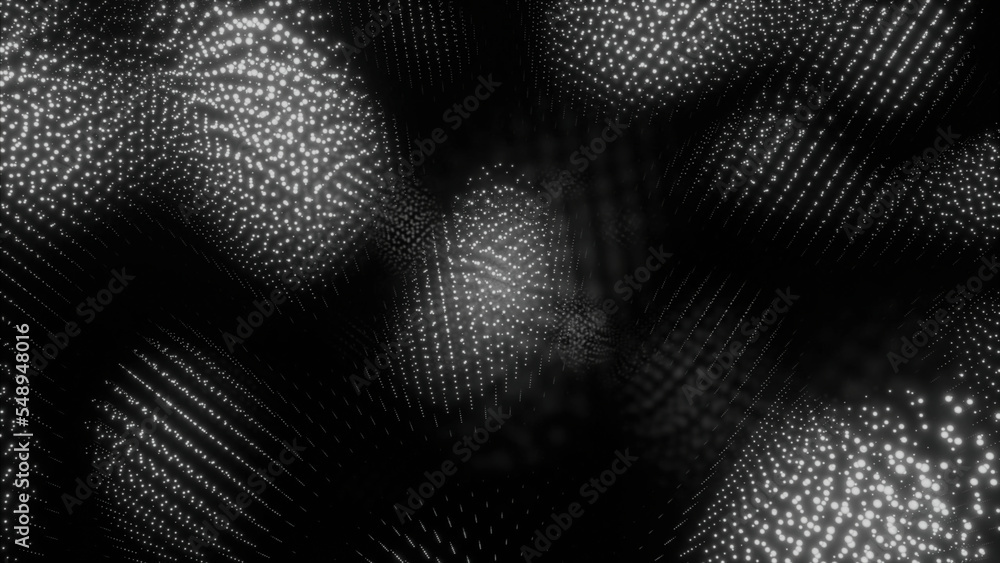 Poster concept view of neurons firing in an artificial intelligence, deep learning neural network. design. 