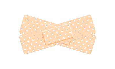 Medical plaster. First aid band plaster strip medical patch. Wound cross plastering band and porous bandage plasterers