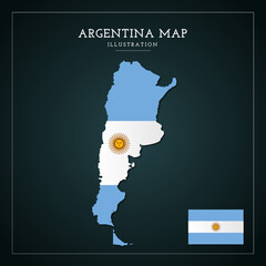 3D Argentina Flag Map Vector Illustration 
