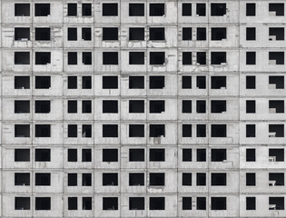 Seamless background of concrete wall with empty windows